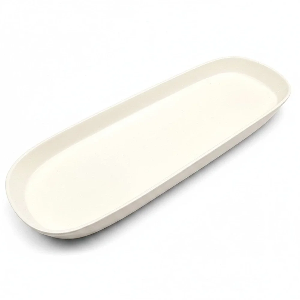 Rae Dunn Artisan Collection Magenta Cream Ceramic Oblong Serving Platter Tray14